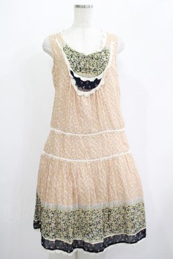 画像1: Cherir la femme / オリプリワンピース M ベージュ H-25-07-12-033-LO-OP-NS-ZH