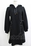 axes femme POETIQUE / レースアップパーカーワンピース M ブラック H-25-07-12-035-AX-OP-NS-ZH