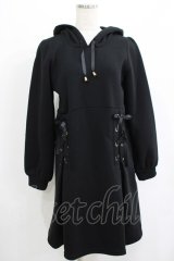 axes femme POETIQUE / レースアップパーカーワンピース M ブラック H-25-07-12-035-AX-OP-NS-ZH