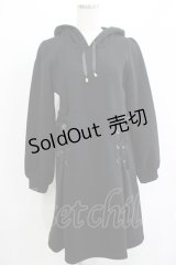axes femme POETIQUE / レースアップパーカーワンピース M ブラック H-25-07-12-035-AX-OP-NS-ZH