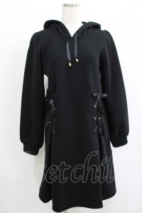 axes femme POETIQUE / レースアップパーカーワンピース M ブラック H-25-07-12-035-AX-OP-NS-ZH