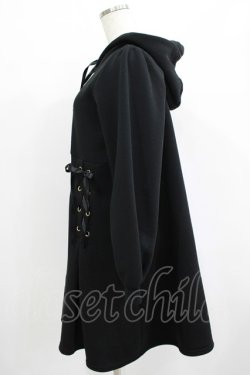 画像2: axes femme POETIQUE / レースアップパーカーワンピース M ブラック H-25-07-12-035-AX-OP-NS-ZH