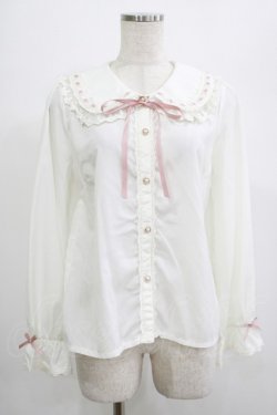 画像1: axes femme kawaii / はしごレースブラウス M オフ/ピンク H-25-07-12-048-AX-BL-NS-ZH