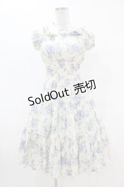 画像1: Millefleurs / ダブルボイル薔薇プリントワンピース  アイボリー H-25-07-12-1036-EL-OP-KB-ZH
