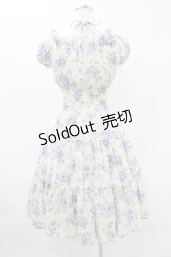 画像2: Millefleurs / ダブルボイル薔薇プリントワンピース  アイボリー H-25-07-12-1036-EL-OP-KB-ZH