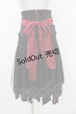 画像1: Ozz oneste / コルセットベルト付レイヤードイレギュラースカート  黒×赤 H-25-07-12-1041-OO-SK-KB-ZH