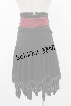 画像2: Ozz oneste / コルセットベルト付レイヤードイレギュラースカート  黒×赤 H-25-07-12-1041-OO-SK-KB-ZH