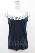 Emily Temple cute / カットワークレースノースリーブカットソー  ネイビー H-25-07-12-1042-ET-TO-KB-ZH