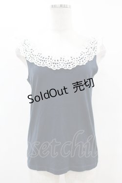 画像1: Emily Temple cute / カットワークレースノースリーブカットソー  ネイビー H-25-07-12-1042-ET-TO-KB-ZH
