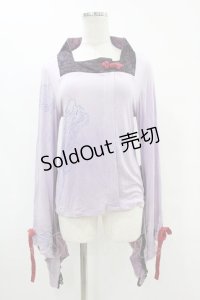 gouk / 着物袖カットソー  パープル H-25-07-12-1048-GO-TO-KB-ZH