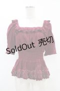Sheglit / ユリシスローズ刺繍シャーリングブラウス  ボルドー H-25-07-12-1049-EL-BL-KB-ZH