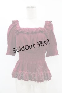Sheglit / ユリシスローズ刺繍シャーリングブラウス  ボルドー H-25-07-12-1049-EL-BL-KB-ZH