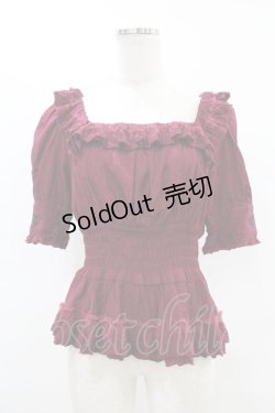画像1: Sheglit / ユリシスローズ刺繍シャーリングブラウス  ボルドー H-25-07-12-1049-EL-BL-KB-ZH
