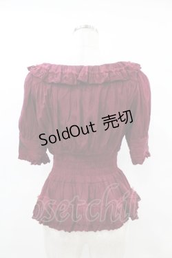 画像2: Sheglit / ユリシスローズ刺繍シャーリングブラウス  ボルドー H-25-07-12-1049-EL-BL-KB-ZH