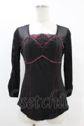 Ozz Croce / メッシュ切替トップス  黒 H-25-07-12-1053-OO-TO-KB-ZH