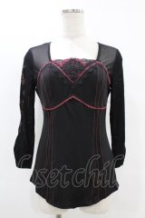 Ozz Croce / メッシュ切替トップス  黒 H-25-07-12-1053-OO-TO-KB-ZH