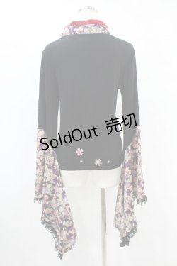 画像2: gouk / 着物袖カットソー  黒×和柄紫 H-25-07-12-1057-GO-TO-KB-ZH