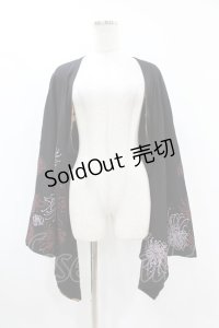 gouk / 着物袖ボレロ  黒×赤 H-25-07-12-1058-GO-TO-KB-ZH