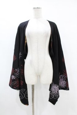 画像1: gouk / 着物袖ボレロ  黒×赤 H-25-07-12-1058-GO-TO-KB-ZH
