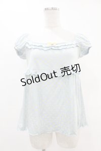 Emily Temple cute / ドットフリルカットソー  サックス×イエロー H-25-07-12-1060-ET-TO-KB-ZH