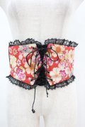 gouk / 和柄コルセットベルト  黒×和柄赤 H-25-07-12-1013-GO-ZA-KB-ZH