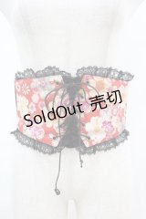 gouk / 和柄コルセットベルト  黒×和柄赤 H-25-07-12-1013-GO-ZA-KB-ZH