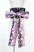 gouk / 帯コルセット  黒×桜柄紫 H-25-07-12-1014-GO-ZA-KB-ZH