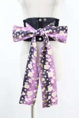 gouk / 帯コルセット  黒×桜柄紫 H-25-07-12-1014-GO-ZA-KB-ZH