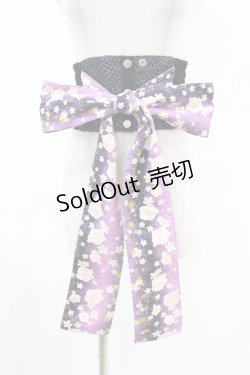 画像1: gouk / 帯コルセット  黒×桜柄紫 H-25-07-12-1014-GO-ZA-KB-ZH