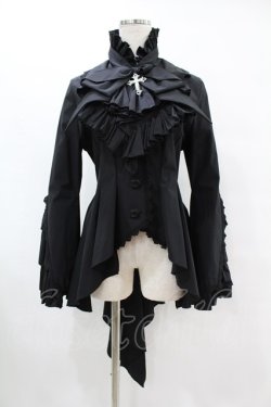 画像1: MARBLE / ボリュームタイ付きブラウス付き風ジャケット  ブラック×ブラック H-25-07-12-1021-GO-JA-KB-ZH