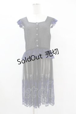 画像1: Moi-meme-Moitie / 燭台エンブレムゲート2Wayエプロンドレス  ブラック×ブルー H-25-10-24-030-MO-OP-KB-ZH