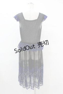 画像2: Moi-meme-Moitie / 燭台エンブレムゲート2Wayエプロンドレス  ブラック×ブルー H-25-10-24-030-MO-OP-KB-ZH