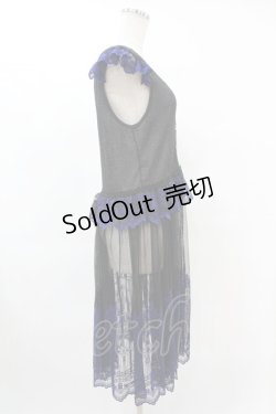 画像3: Moi-meme-Moitie / 燭台エンブレムゲート2Wayエプロンドレス  ブラック×ブルー H-25-10-24-030-MO-OP-KB-ZH