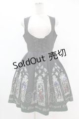 Moi-meme-Moitie / ステンドグラスプリントサテンジャンパースカート  ブラック×ダークグリーン H-25-07-12-1027-MO-OP-KB-ZH