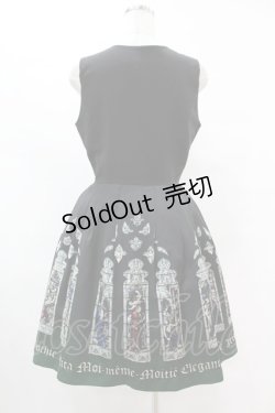 画像2: Moi-meme-Moitie / ステンドグラスプリントサテンジャンパースカート  ブラック×ダークグリーン H-25-07-12-1027-MO-OP-KB-ZH