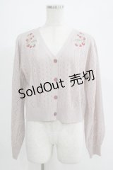 axes femme POETIQUE / チェリー刺繍ニットカーディガン M ピンク H-25-07-12-053-AX-TO-NS-ZH