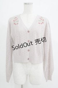 axes femme POETIQUE / チェリー刺繍ニットカーディガン M ピンク H-25-07-12-053-AX-TO-NS-ZH