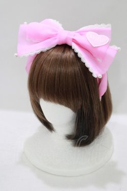 画像1: Angelic Pretty / Heartワッペンオーガンジーリボンカチューシャ  ピンク H-25-07-12-073-AP-AC-NS-ZH