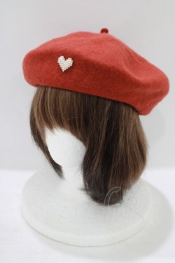 画像1: DearMyLove / ビジューハートチーム付きベレー帽  レンガ H-25-07-12-079-EL-AC-NS-ZH
