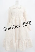 FLC / 星名桜子/ギンガムチェックワンピース M ベージュ H-25-07-13-001-LO-OP-NS-ZH