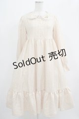 FLC / 星名桜子/ギンガムチェックワンピース M ベージュ H-25-07-13-001-LO-OP-NS-ZH