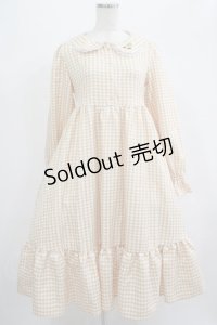 FLC / 星名桜子/ギンガムチェックワンピース M ベージュ H-25-07-13-001-LO-OP-NS-ZH