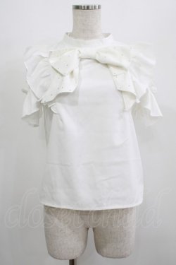 画像1: evelyn / キラキラリボンブラウス Free オフ H-25-07-13-032-LO-BL-NS-ZH