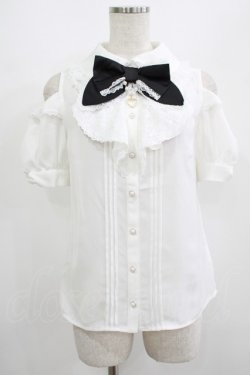 画像1: Secret Honey / オープンショルダーレースラッフル半袖ブラウス Free オフ/ブラック H-25-07-13-033-CA-BL-NS-ZH