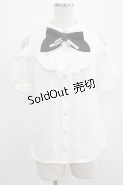 画像1: Secret Honey / オープンショルダーレースラッフル半袖ブラウス Free オフ/ブラック H-25-07-13-033-CA-BL-NS-ZH
