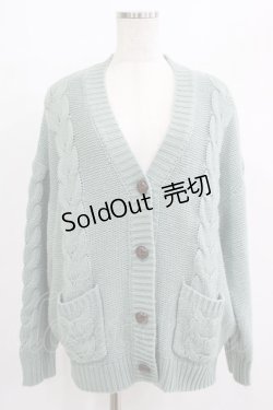 画像1: F&A / ポケット付きケーブルニットカーディガン M MINT H-25-07-13-043-LO-TO-NS-ZT