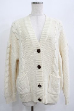 画像1: F&A / ポケット付きケーブルニットカーディガン Free OFF WHITE H-25-07-13-044-LO-TO-NS-ZH