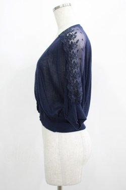 画像2: an another angelus / ショルダーチュールレースドルマンニットカーディガン Free NAVY H-25-07-13-046-CA-TO-NS-ZH
