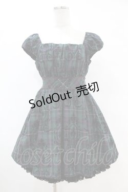 画像1: Secret Honey / フロッキープリントチェックワンピース Free グリーン H-25-07-13-1043-CA-OP-NS-ZH
