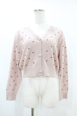 画像1: evelyn / ハートドット刺繍カーディガン Free ピンク/レッド H-25-07-13-1055-LO-TO-NS-ZH